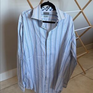 Thomas Dean 100% cotton Striped Button Down Shirt